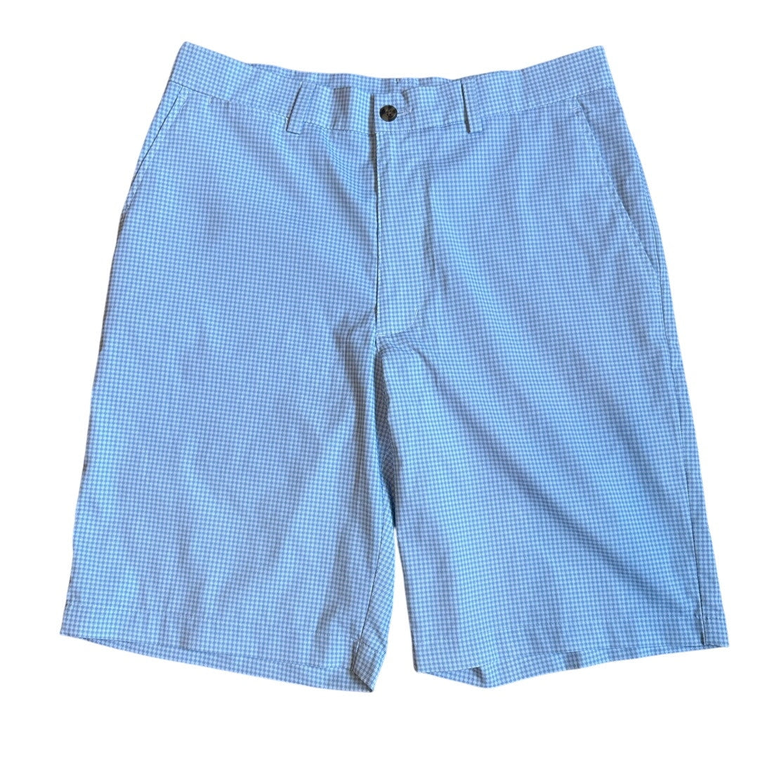 Blue white checkered performance mens golf shorts SIZE 32