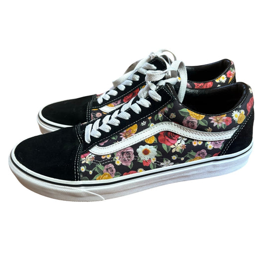 VANS Garden Floral black suede floral print low top lace sneakers SIZE W11, M9.5