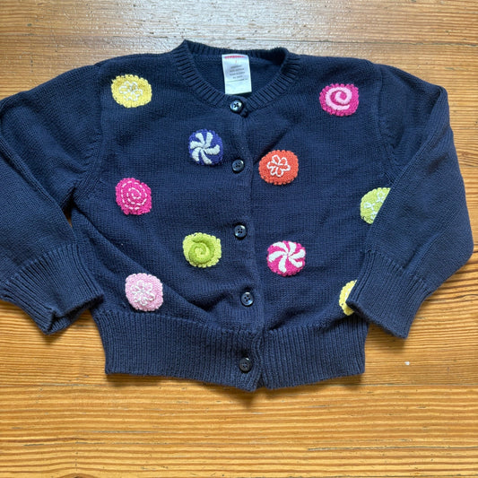 Gymboree navy blue knit colorful candy dot button up cardigan sweater SIZE 3