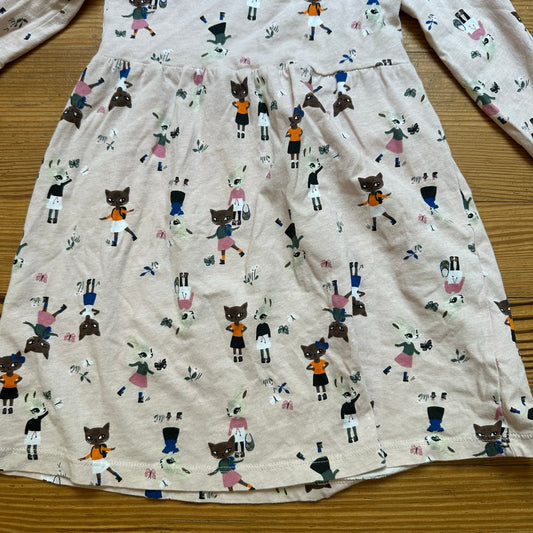 H&M light pink cat bunny graphic long sleeve cotton dress SIZE 5