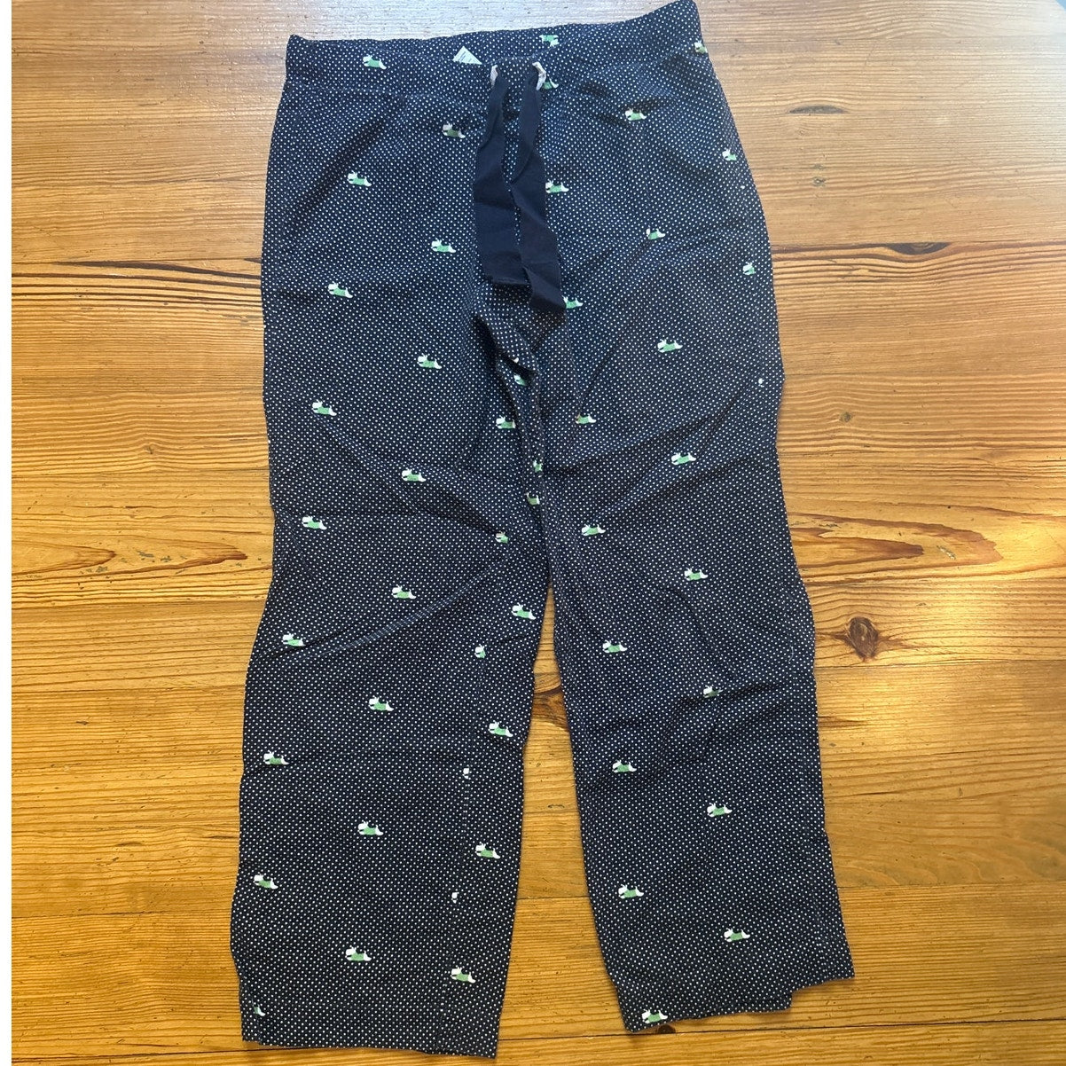Gap Body dark navy white polka dot scottie dog winter pajama pants SIZE M