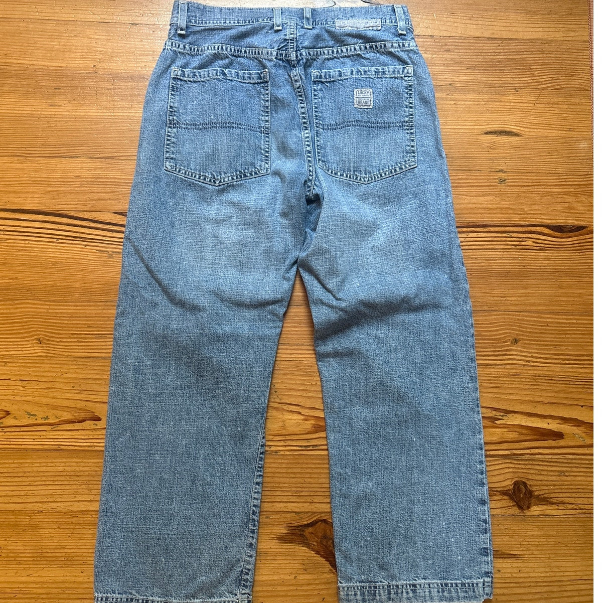 Y2K Lucky Brand Dungarees light wash straight leg cargo denim jeans SIZE 6