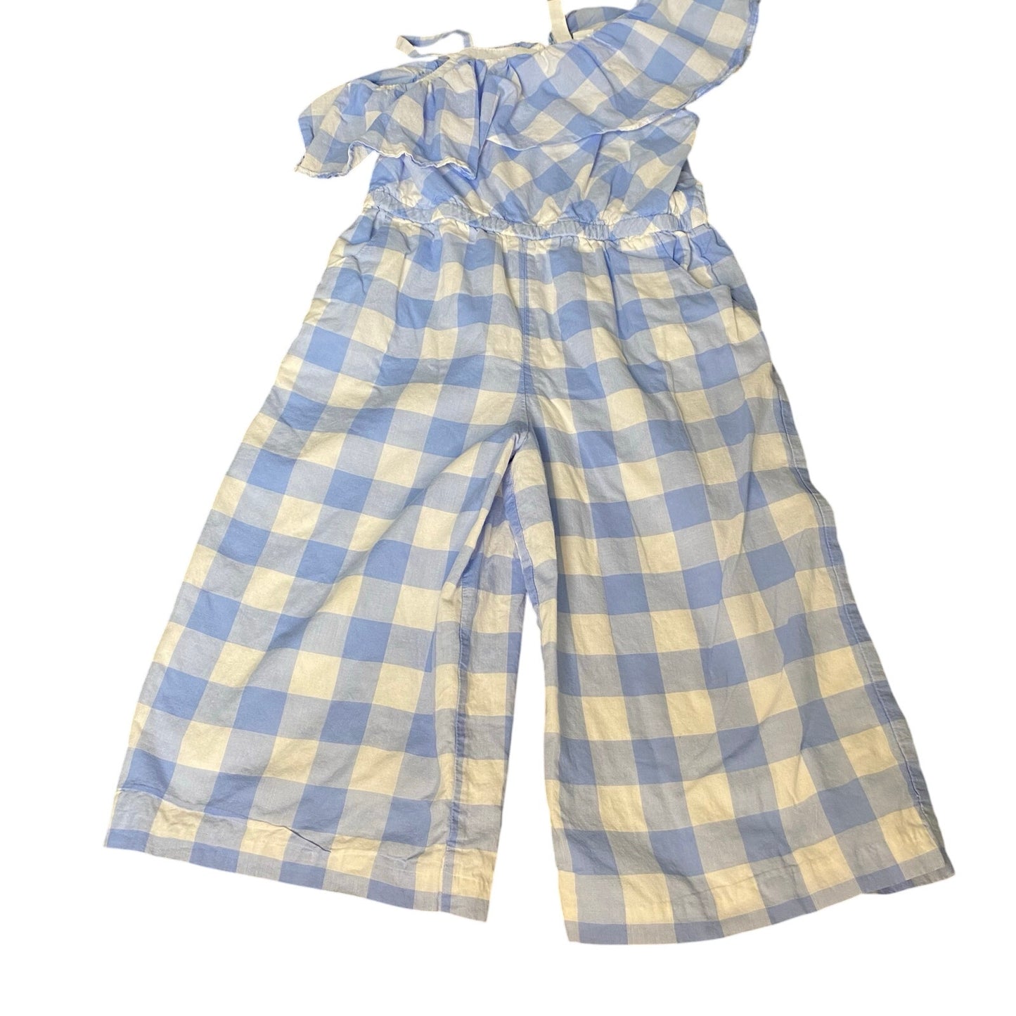Janie and Jack blue white gingham check wide leg jumpsuit SIZE 4