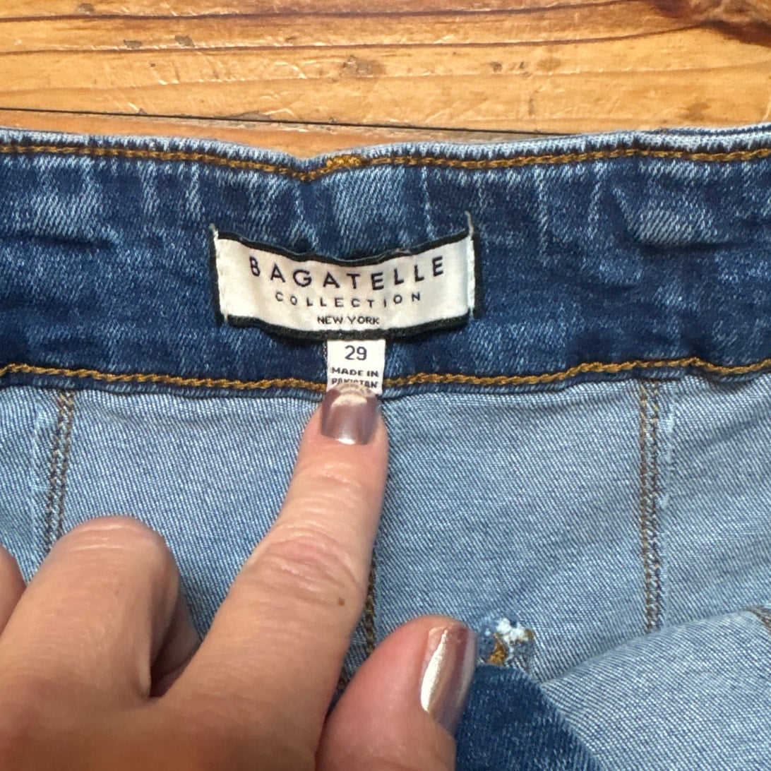 Bagatelle medium wash wide leg high rise cropped pocket front jeans SIZE 29