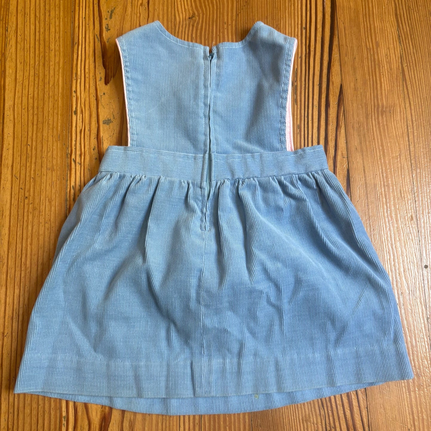 Saks Fifth Avenue vintage light blue lace ribbon apron overall dress SIZE 4T