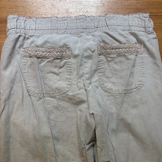 Jolt beige y2k linen wide leg drawstring lace accents pants SIZE 5