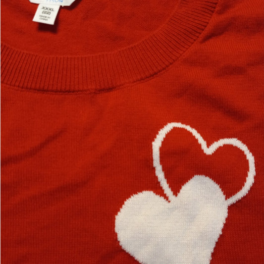 NWT Time and Tru red heart valentines long sleeve crew sweater SIZE XXXL