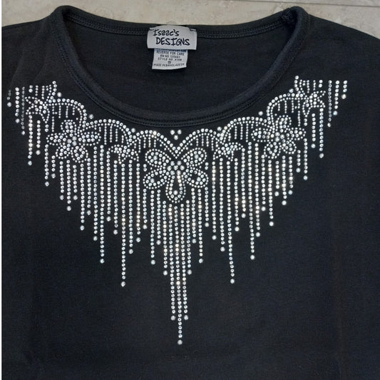 Isaac's Designs y2k black quarter sleeve studded shirt SIZE S