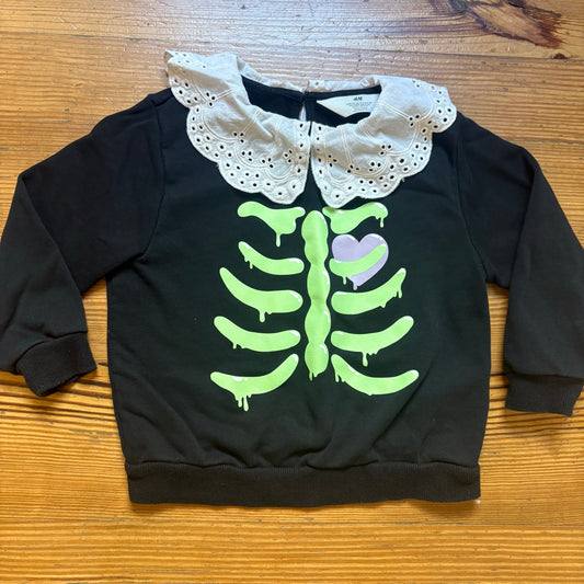 H&M black skeleton lace collar long sleeve sweatshirt SIZE 4T