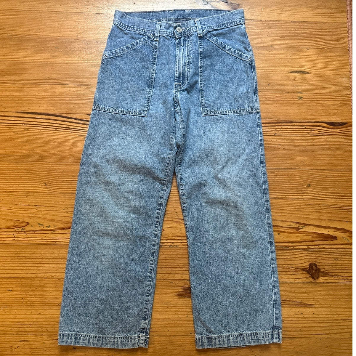 Y2K Lucky Brand Dungarees light wash straight leg cargo denim jeans SIZE 6