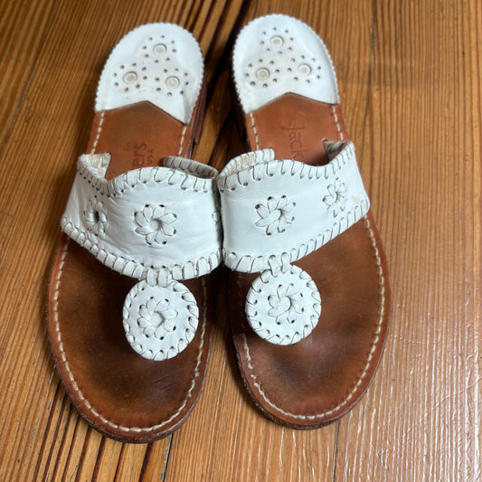 Jack Rogers white leather thong heeled sandal SIZE 5