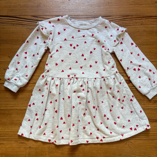 Carter's light gray red hearts valentine long sleeve sweater dress SIZE 5T