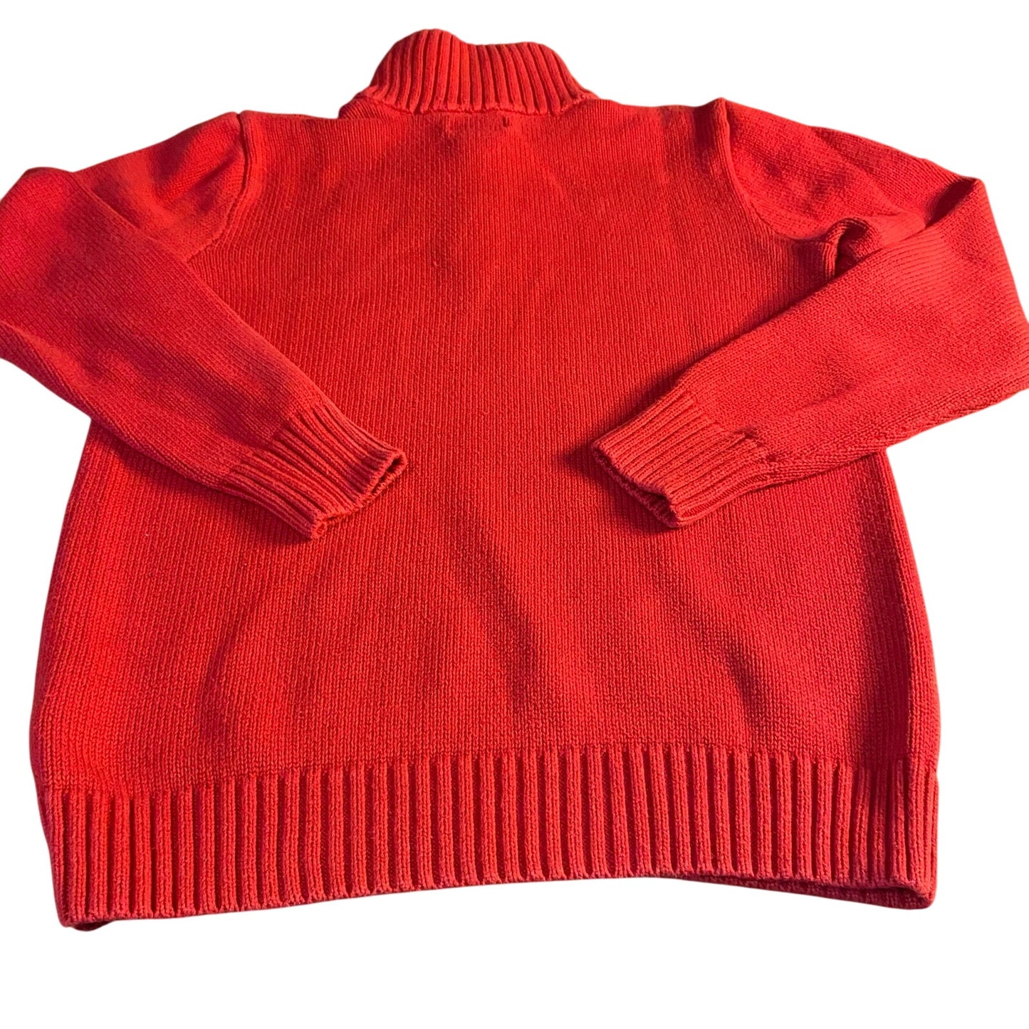 Polo Ralph Lauren red knit quarter zip blue lined collar boys sweater SIZE XL