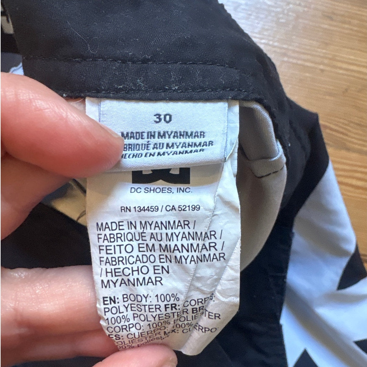 DC y2k black white logo tie waist mens shorts SIZE 30