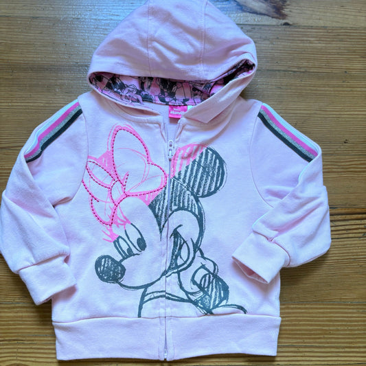 Disney Minnie Mouse light pink full zip hooded toddler sweatshirt SIZE 3T