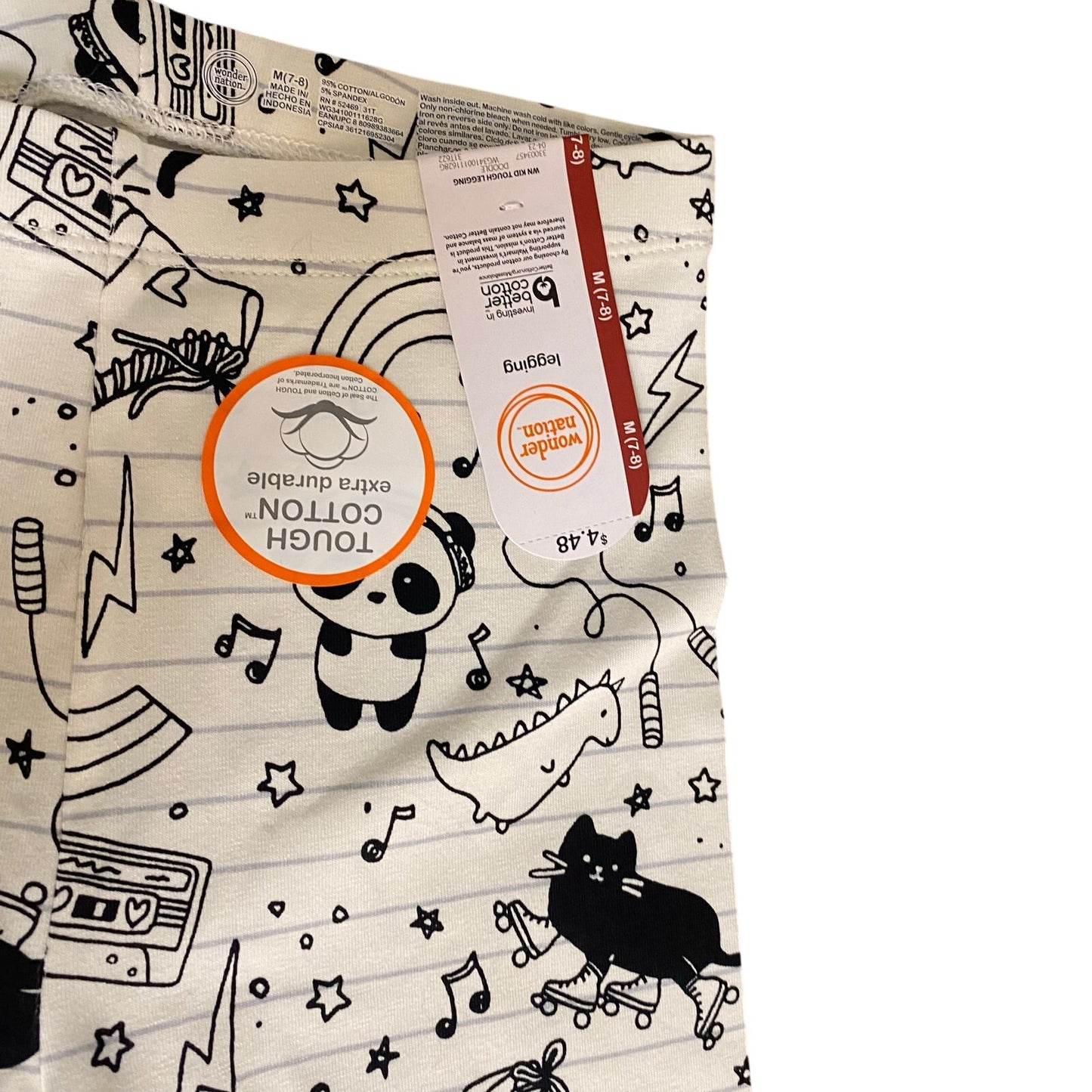 NWT Wonder Nation black white animal rainbow 90s print stretch pants SIZE M