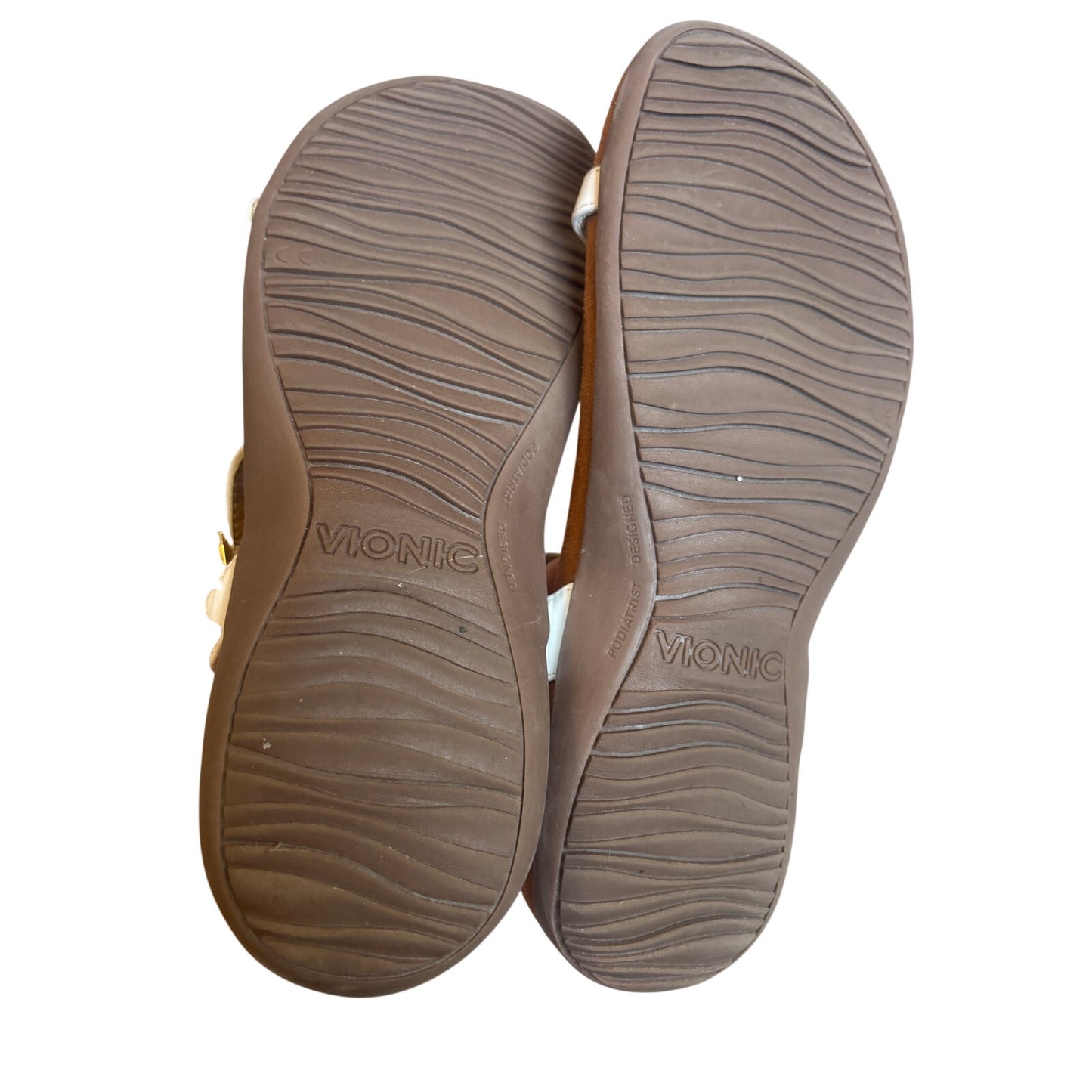 Vionic Hailey white leather metallic studded gladiator strappy sandals SIZE 7