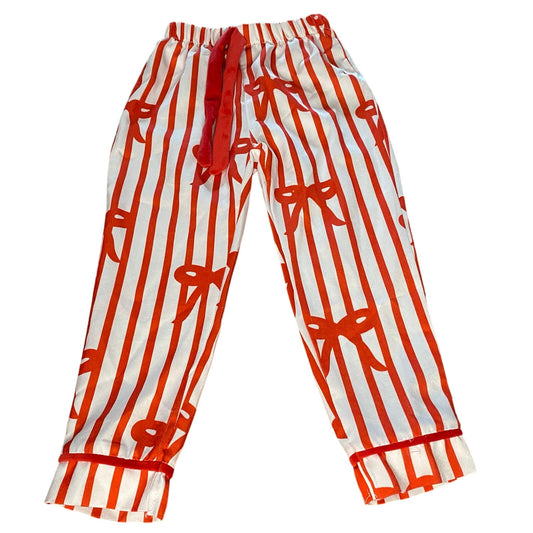Shein red white striped satin bow drawstring sleep pants SIZE 4T