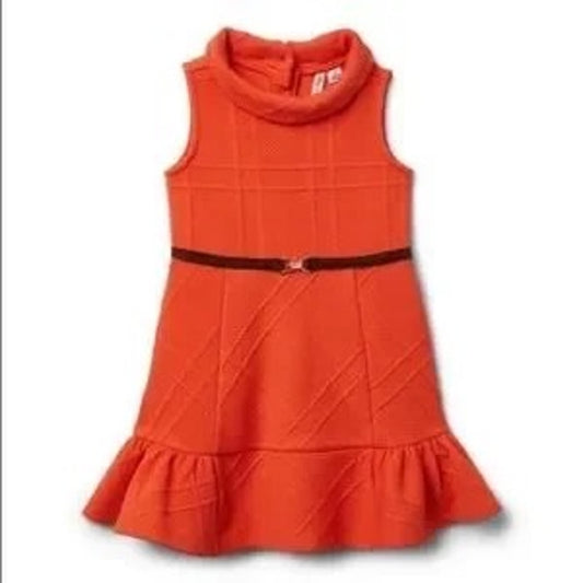 Janie and Jack Jacquard orange ruffle hem sleeveless equestrain dress SIZE 8