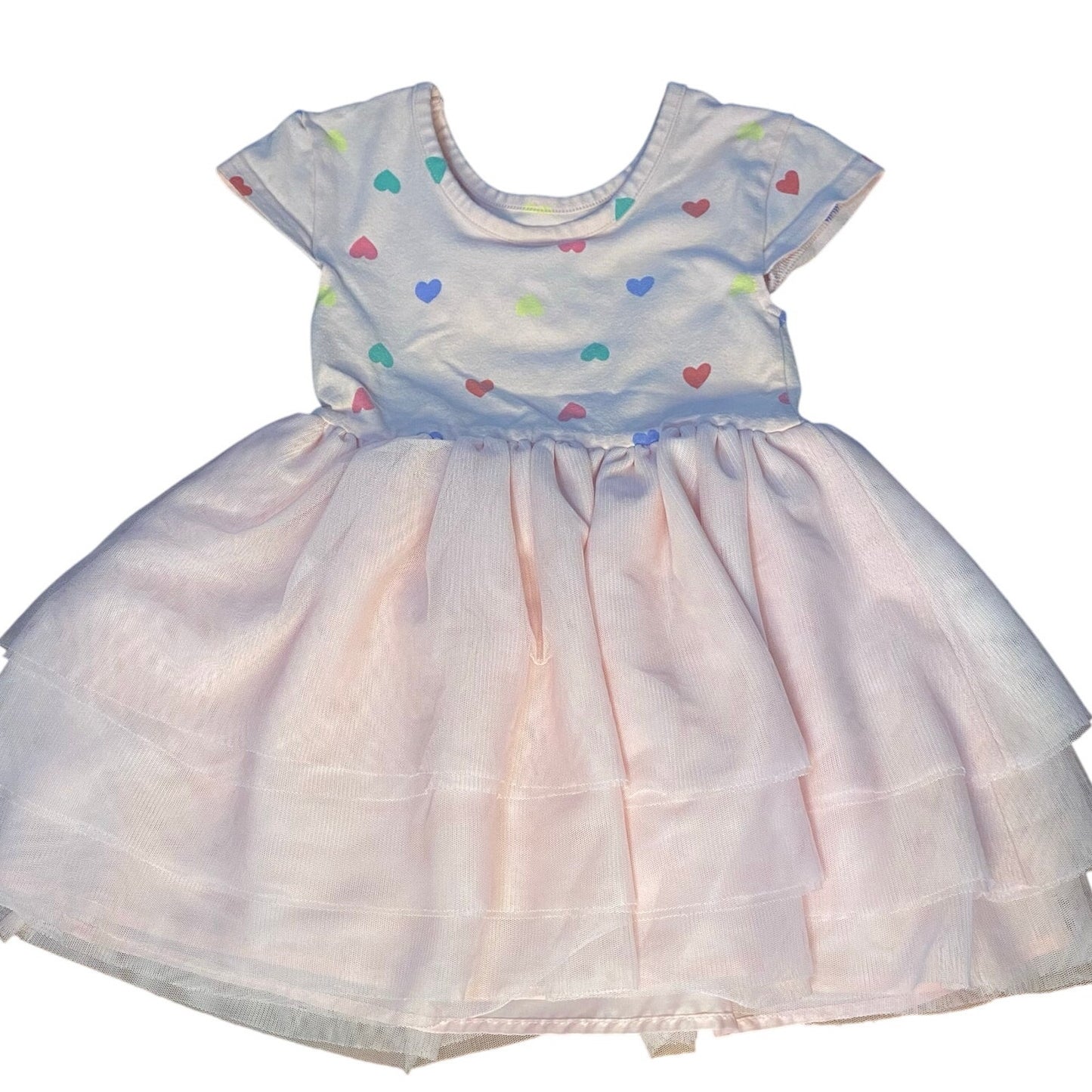 Old Navy blush pink pastel hearts tulle bottom toddler dress SIZE 3T