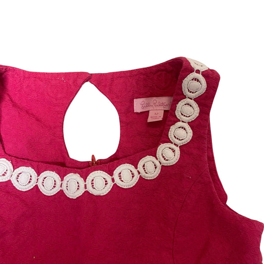 Lilly Pulitzer hot pink white circular tank girls dress SIZE 12