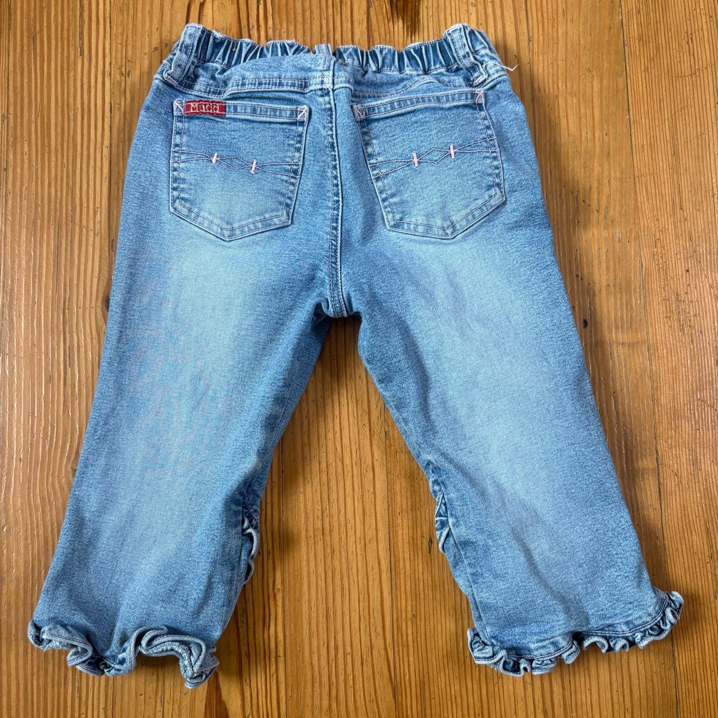 Mudd retro light blue ruffle bottom cropped girls jeans SIZE 6