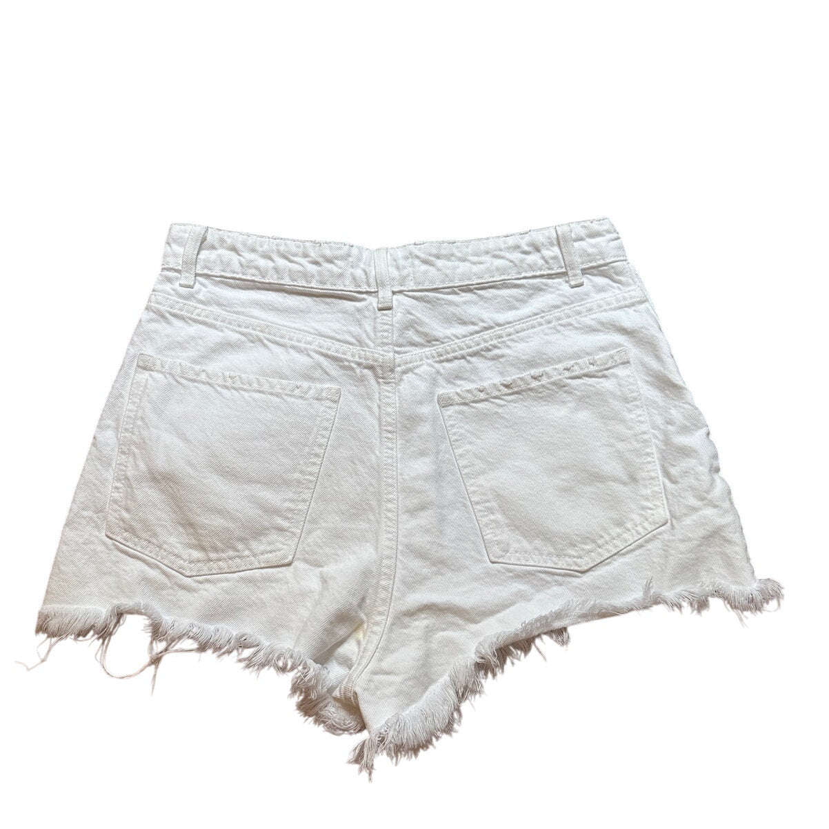 Zara white high rise button fly cut off jean shorts SIZE 6