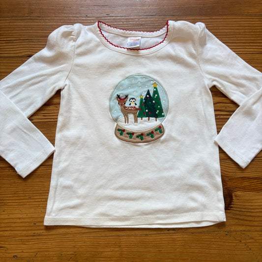 Gymboree white holiday Christmas snow globe animals long sleeve shirt SIZE 4T