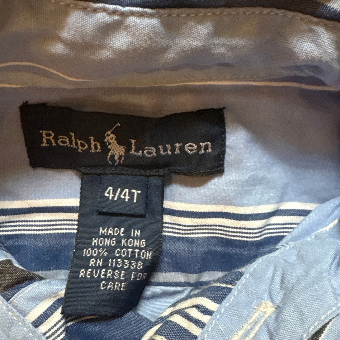 Ralph Lauren blue striped long sleeve button up dress shirt SIZE 4