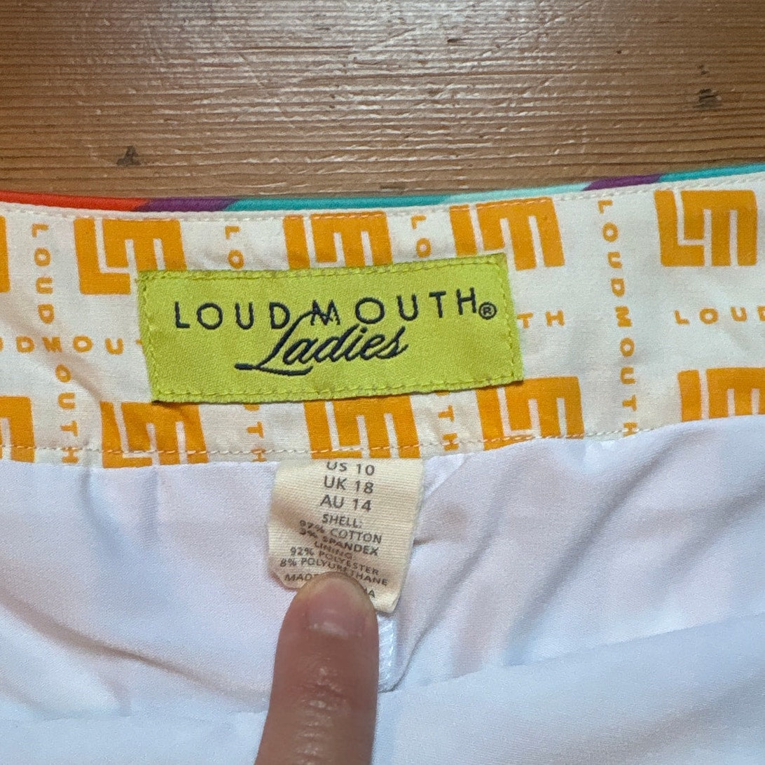 LoudMouth blue yellow 70s retro shorts lined golf skirt SIZE 10