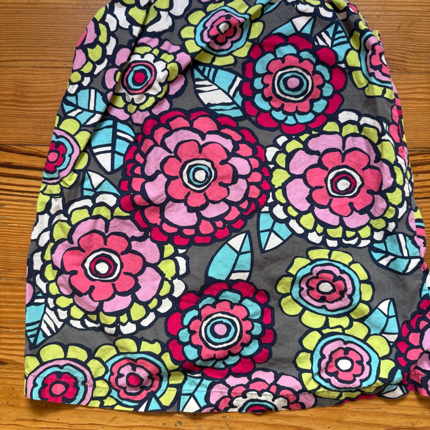 Hanna Andersson pink gray floral sleeveless cotton dress SIZE 2T