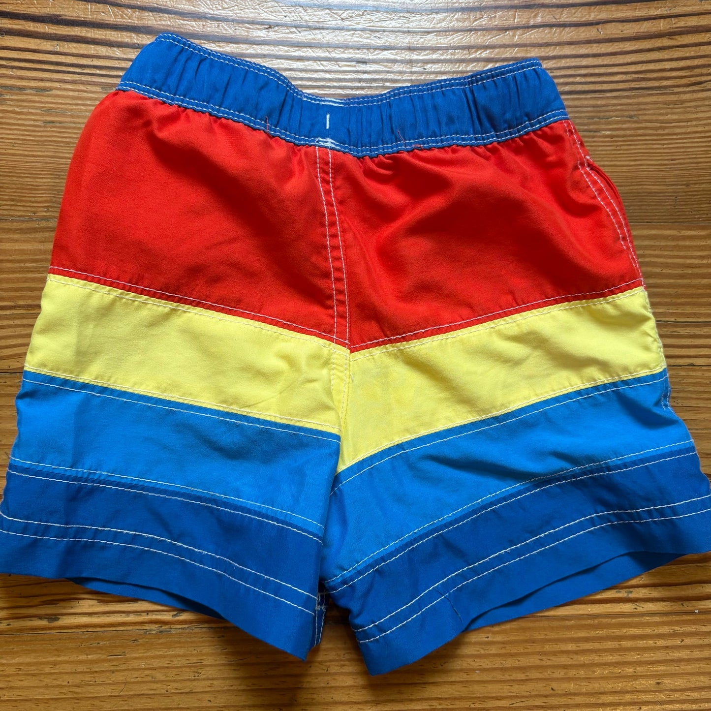Hanna Andersson blue red yellow striped boys swimsuit SIZE 3T