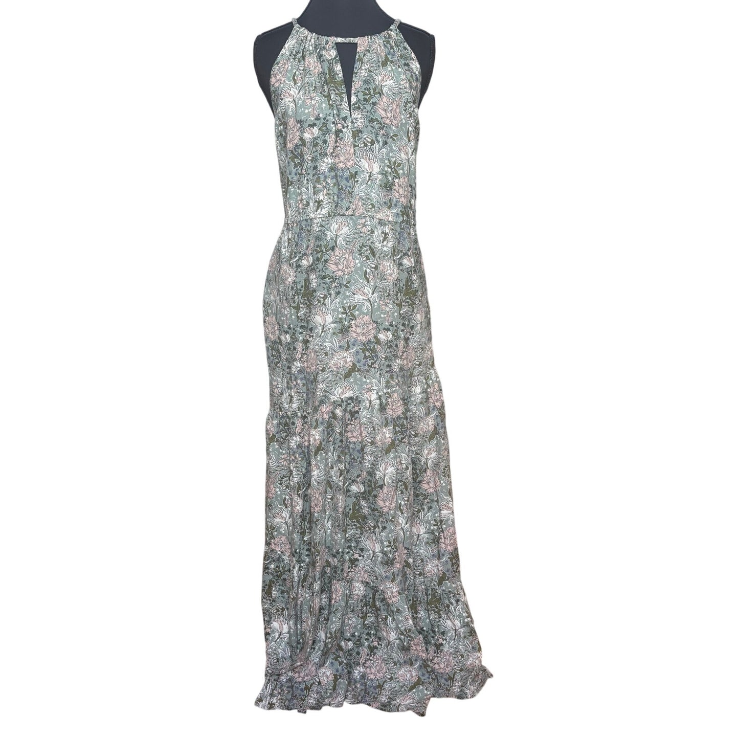 Joie green floral sleeveless halter keyhole maxi dress SIZE M