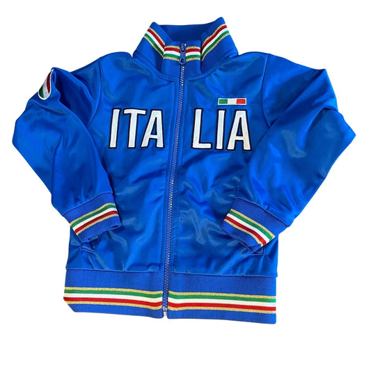 Italia Soccer embroidered logo blue full zip youth jacket sweater SIZE 3-4