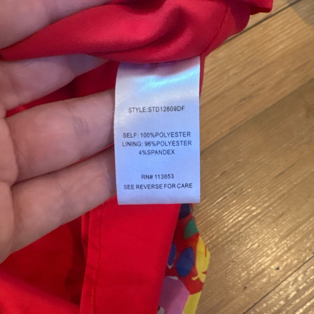 Sugar Lips Monaco red colorful floral tiered maxi dress SIZE XS