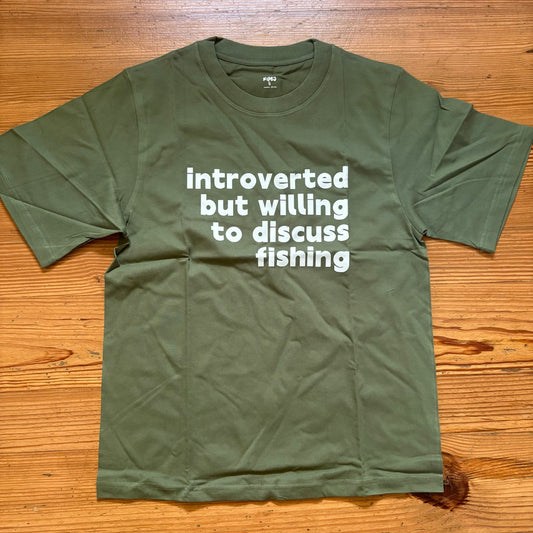 NWT army green introvert fishing graphic short sleeve shirt SIZE S