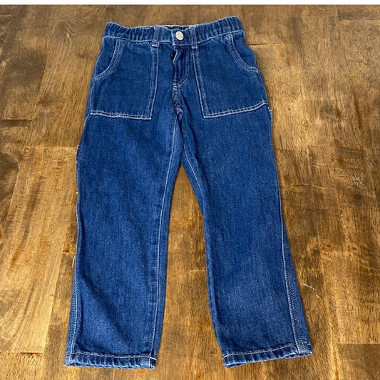 H&M dark wash denim elastic waist adjustable cargo jean pants SIZE 6