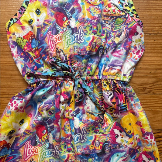 Lisa Frank colorful sleeveless flare ruffle bottom romper SIZE 7-8