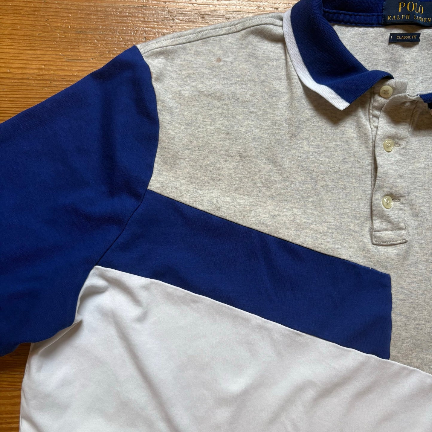 Polo Ralph Lauren white gray blocked short sleeve polo shirt SIZE XL