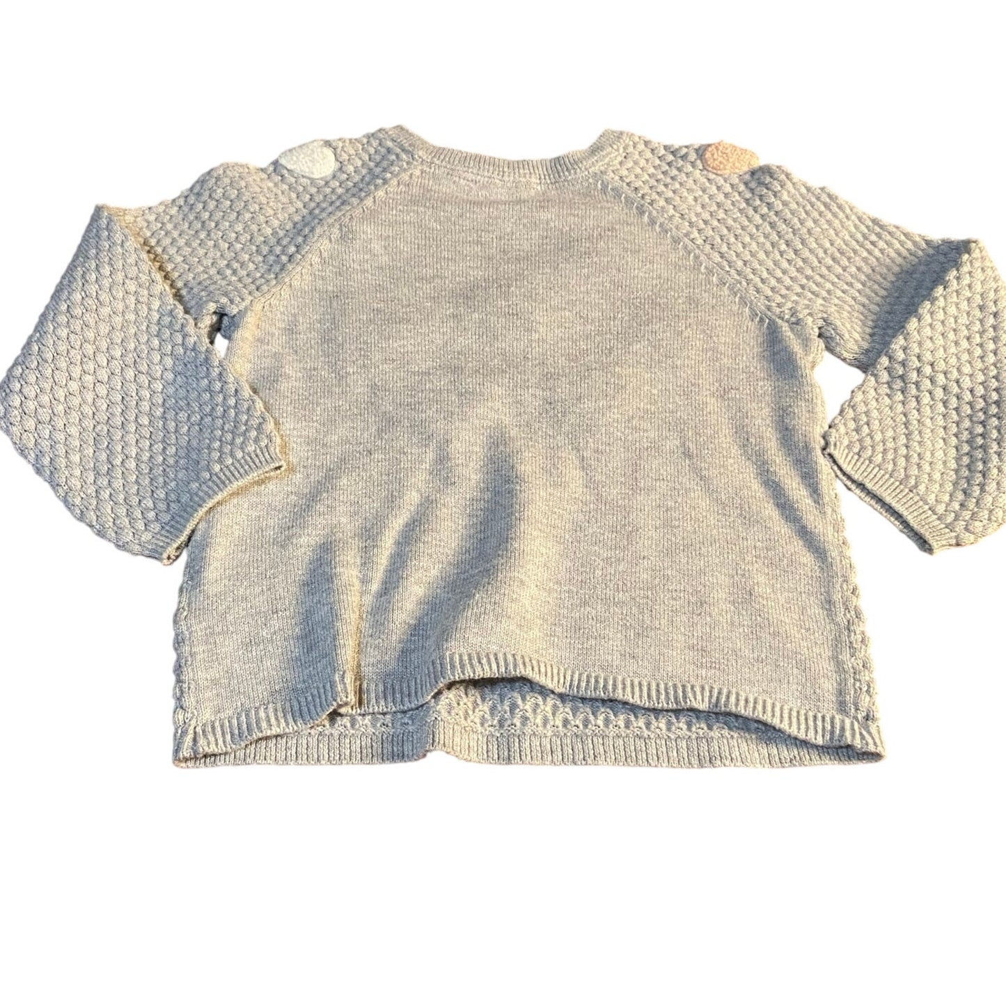 H&M light gray popcorn knit heart embroidered crew sweater SIZE 12-18M