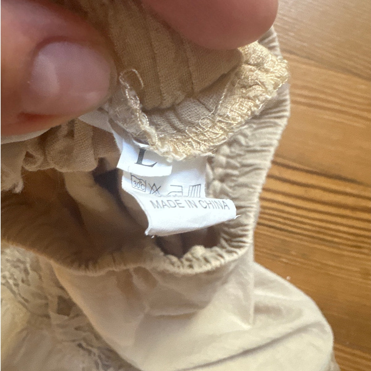 Shein beige boho tiered lace accent elastic waist midi skirt SIZE L