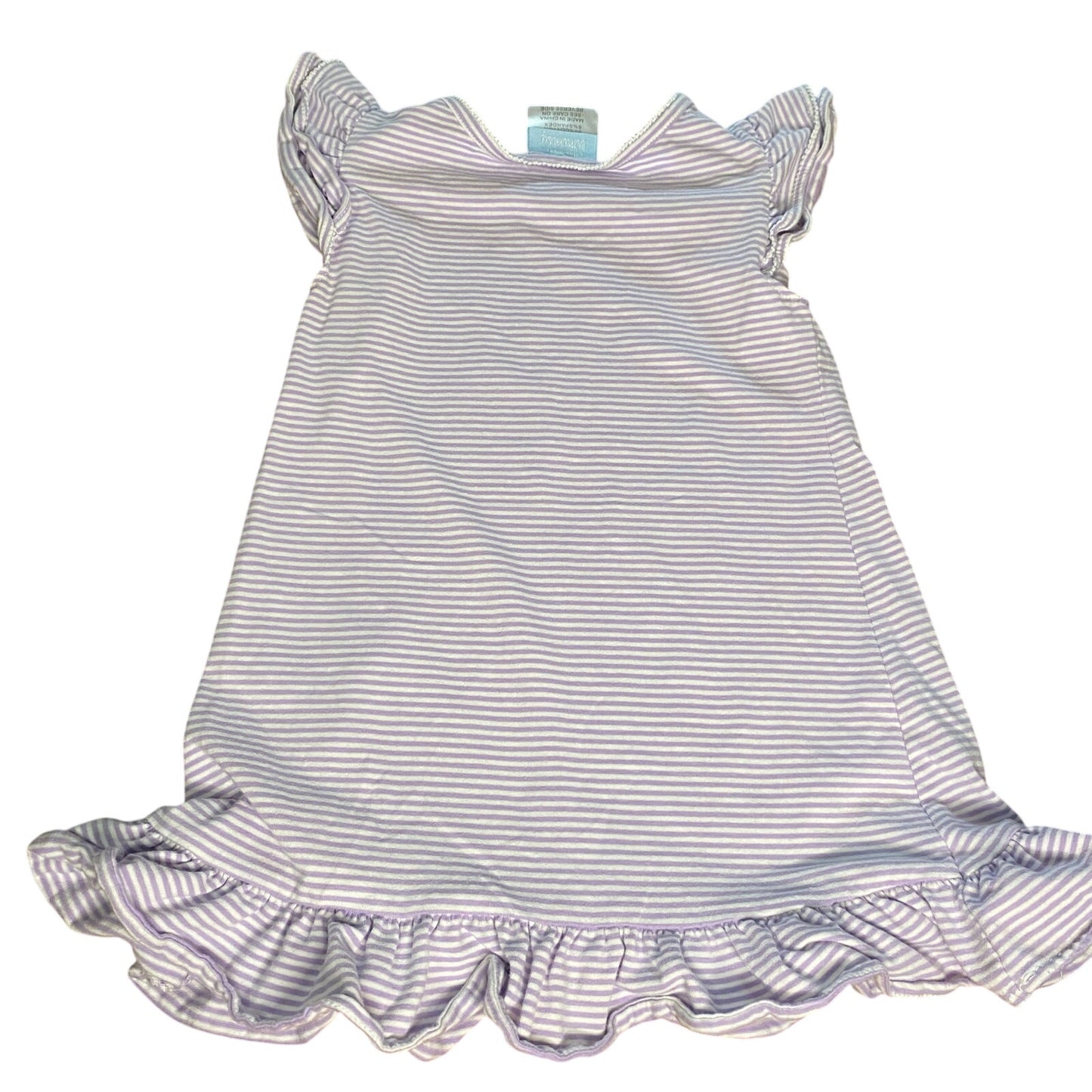Classic Whimsy purple white striped short sleeve ruffle accent dress SIZE 3T