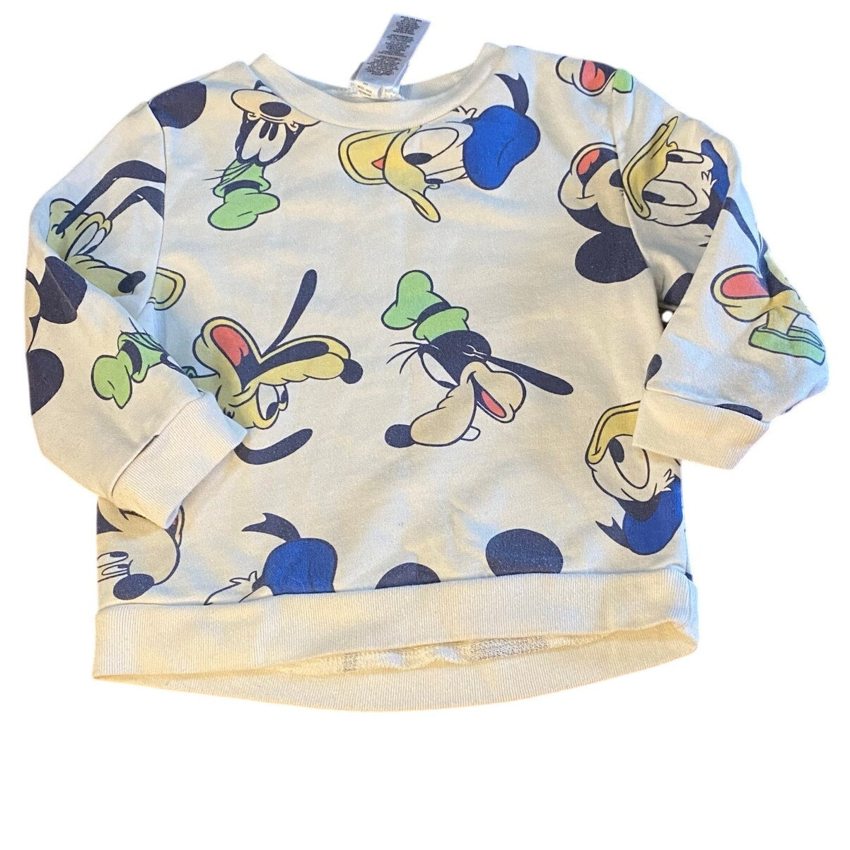 Disney Mickey Mouse Goofy Donald Duck white pullover crew sweatshirt SIZE 2T