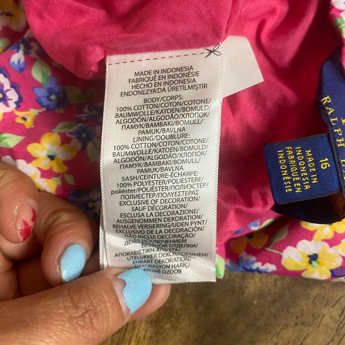 Polo Ralph Lauren pink floral fit flare tank tie waist dress SIZE 16