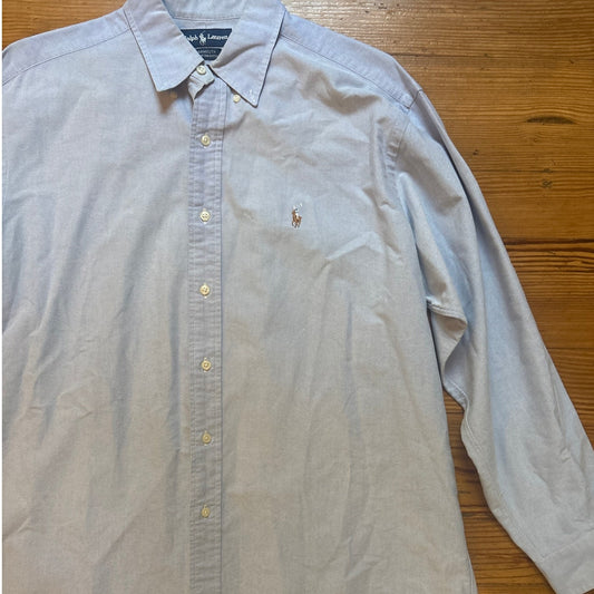 Ralph Lauren Yarmouth light blue cotton oxford mens dress shirt SIZE 16.5 34