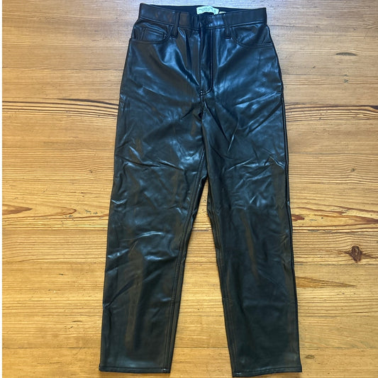 Abercrombie & Fitch black faux leather high rise straight leg pants SIZE 4