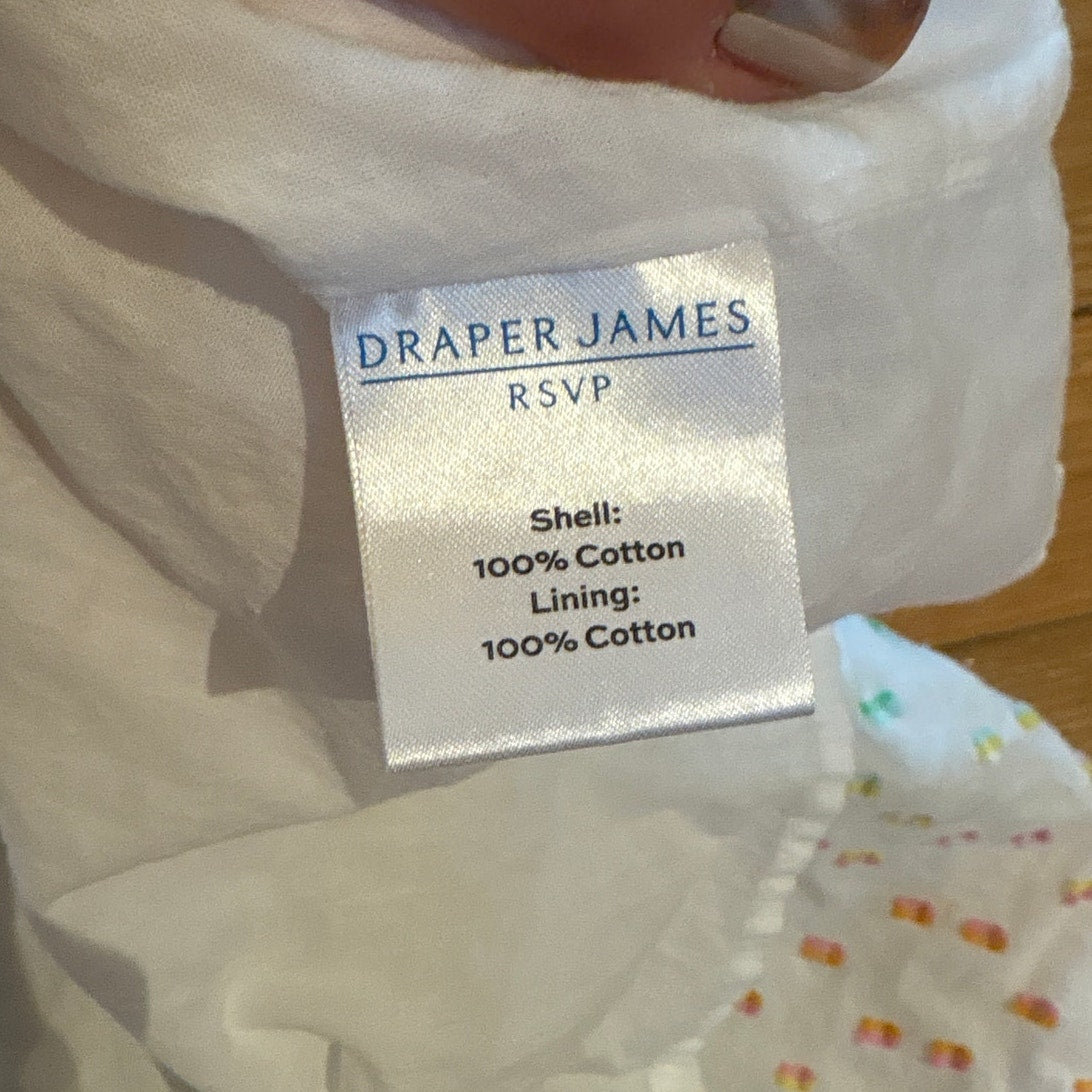 Draper James white colorful polka dot tiered ruffle sleeve midi dress SIZE XL