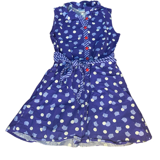 American Girl cat blue polka dot sleeveless tie waist girls dress SIZE 10