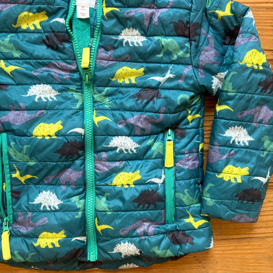 Cat & Jack green colorful dinosaur full zip puffer toddler coat SIZE 4T