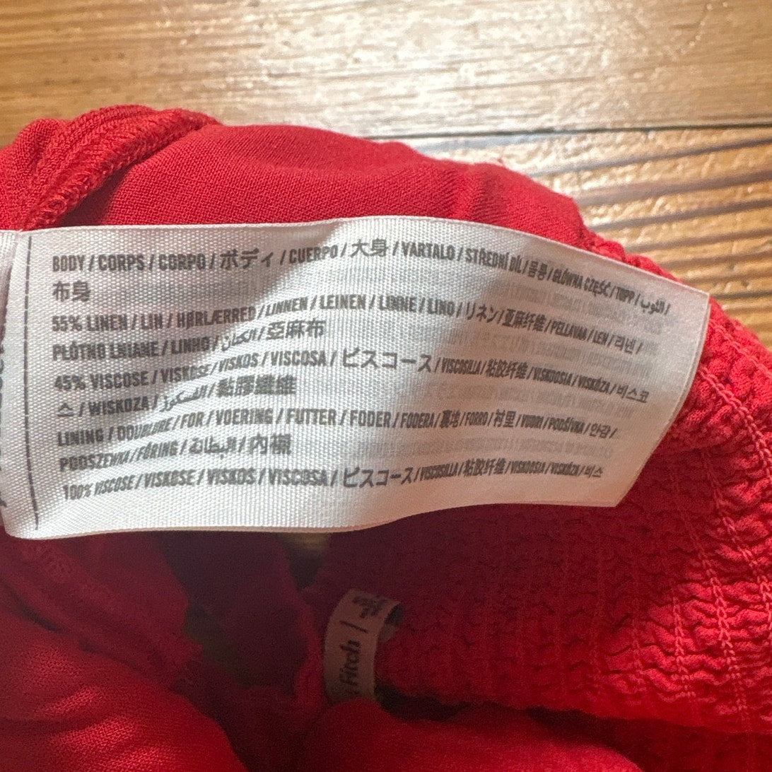 Abercrombie & Fitch red thick strap adjustable cropped linen tank SIZE S